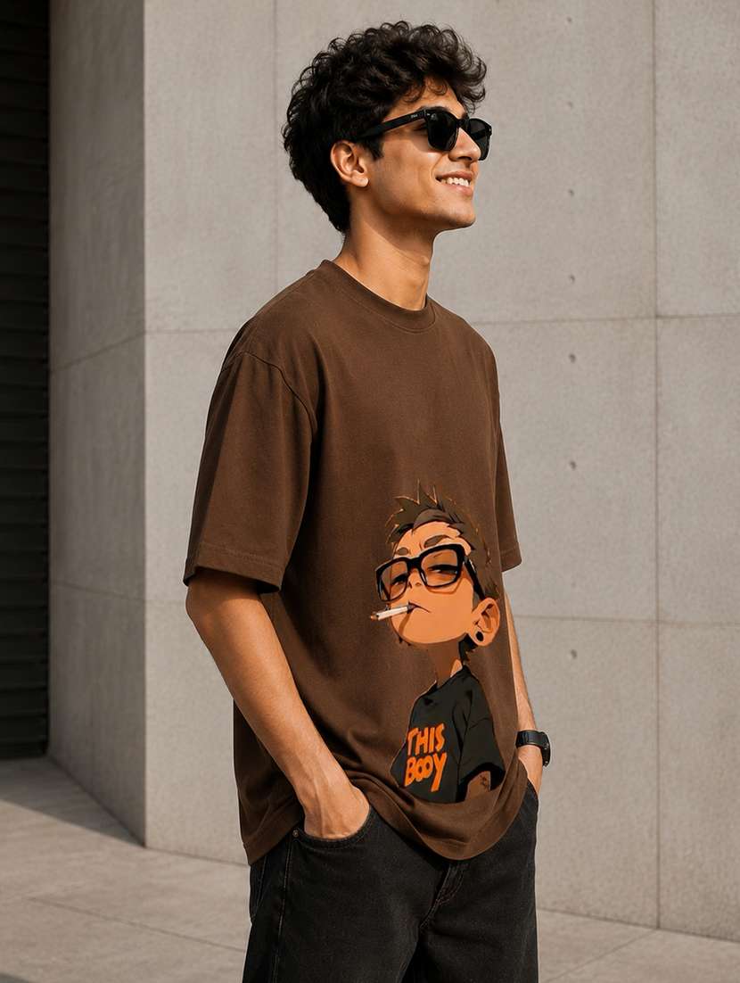 Men Printed Short Sleeves Oversized T-shirt - 22610077 -  Standard Image - 3