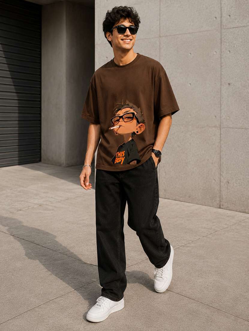 Men Printed Short Sleeves Oversized T-shirt - 22610077 -  Standard Image - 5