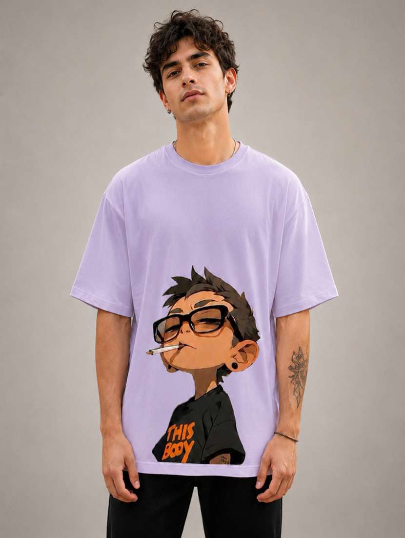 men printed short sleeves oversized t-shirt