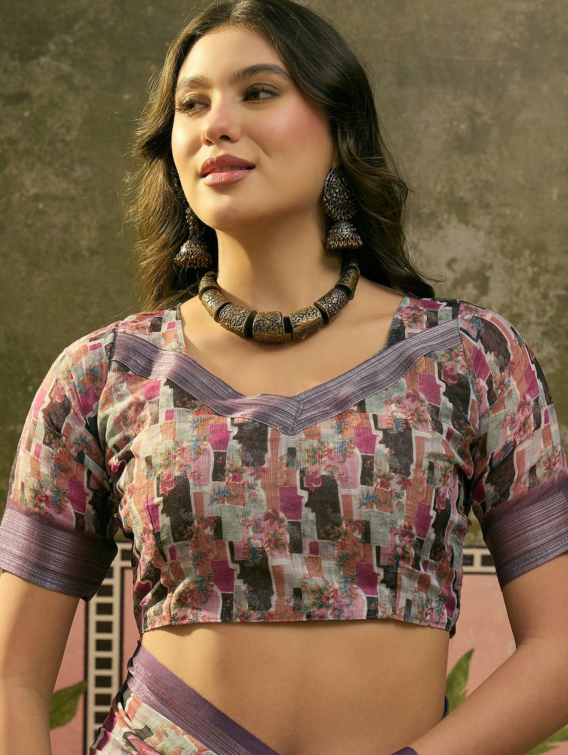 women printed casual wear saree with blouse - 22610090 -  Standard Image - 5
