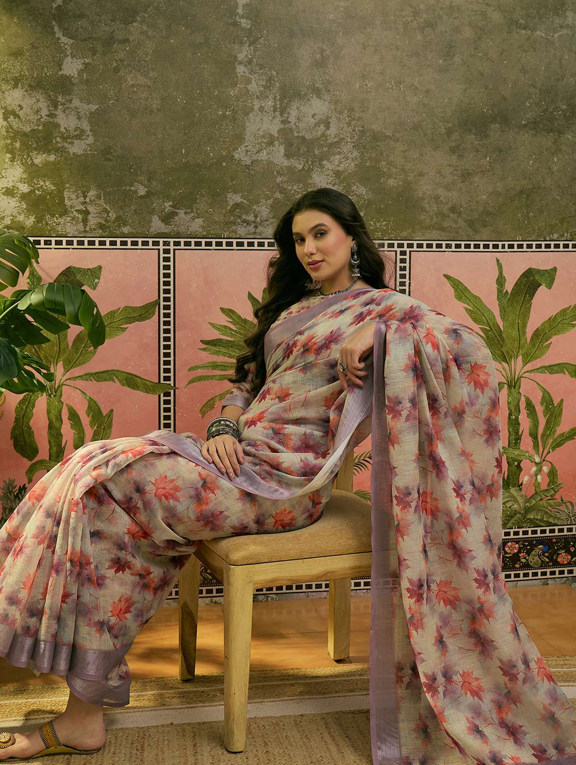 women printed casual wear saree with blouse - 22610092 -  Standard Image - 5