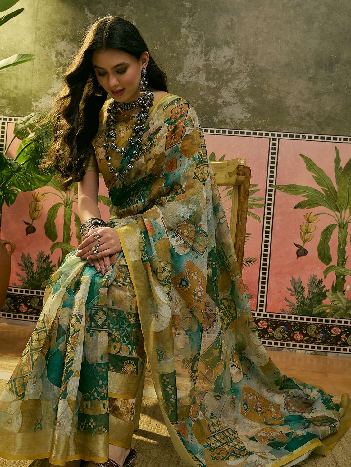 women printed casual wear saree with blouse - 22610093 -  Standard Image - 3