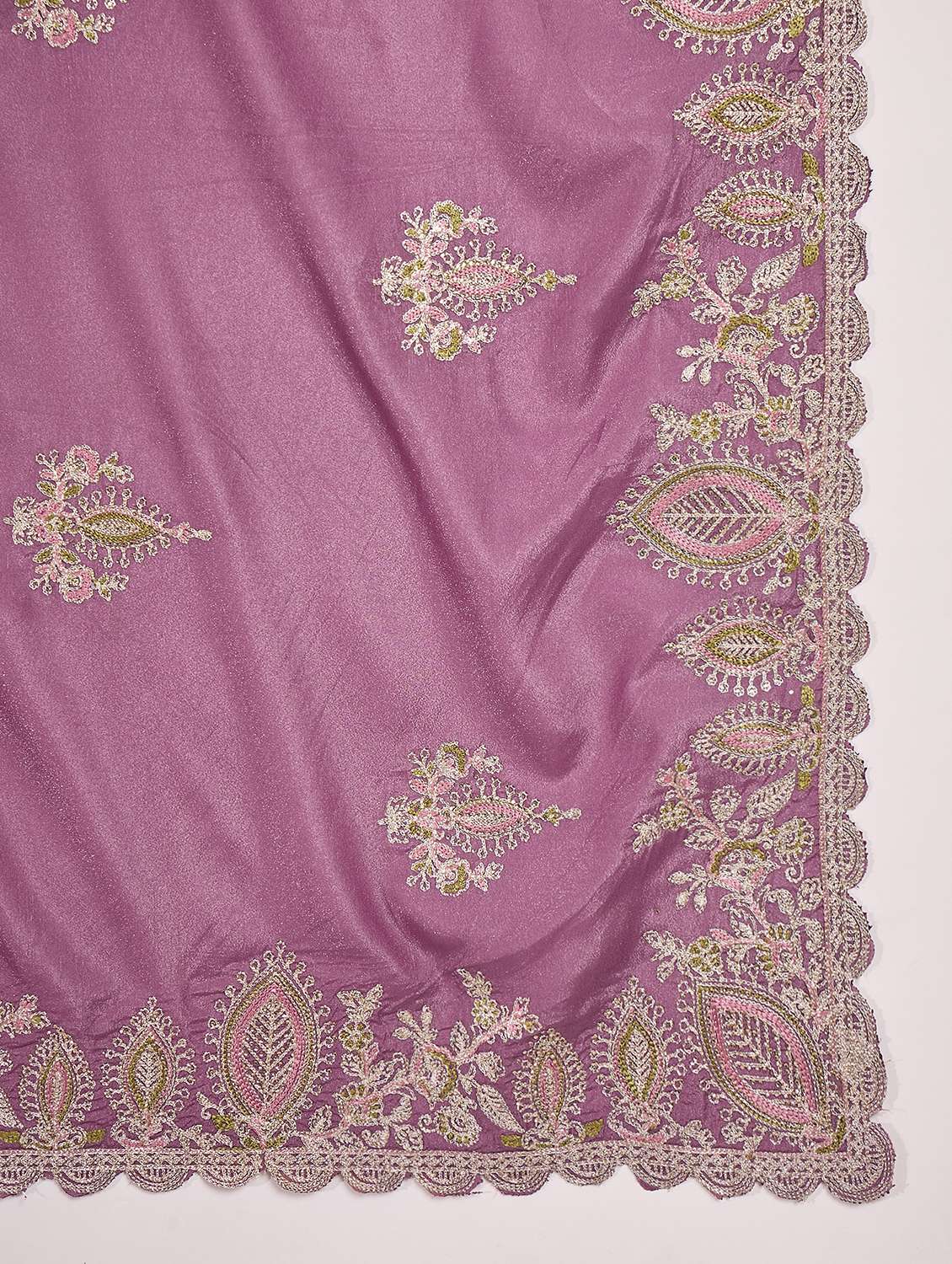 women solid with work embroidered saree with blouse - 22610134 -  Standard Image - 5
