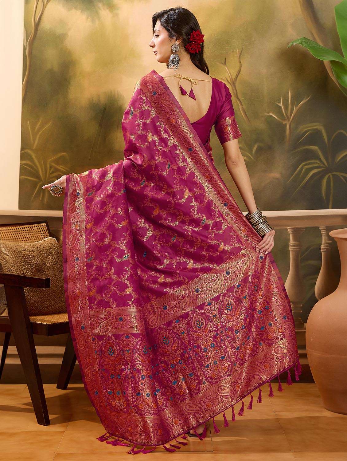 women self design banarasi saree with blouse - 22610157 -  Standard Image - 3