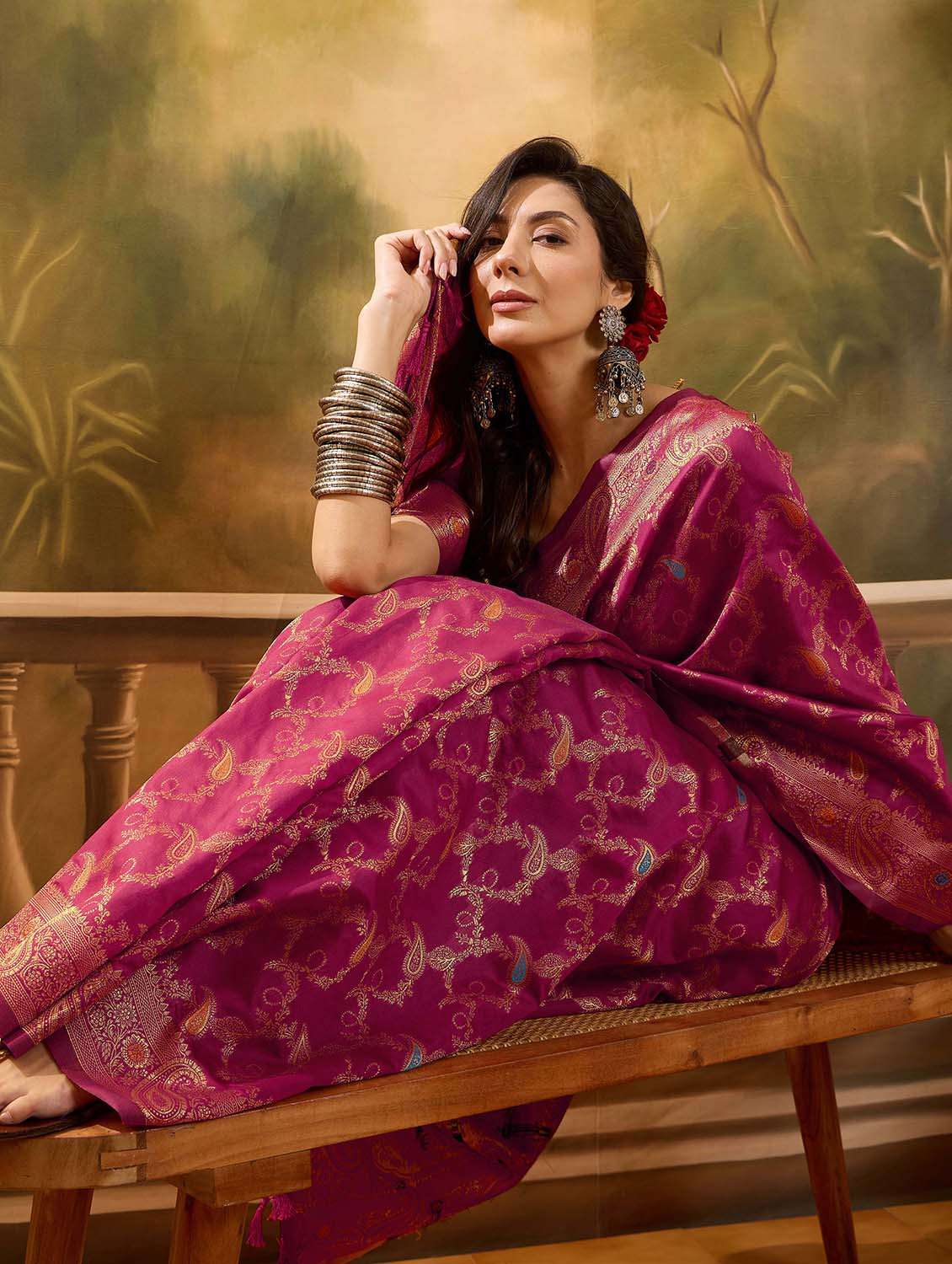 women self design banarasi saree with blouse - 22610157 -  Standard Image - 5
