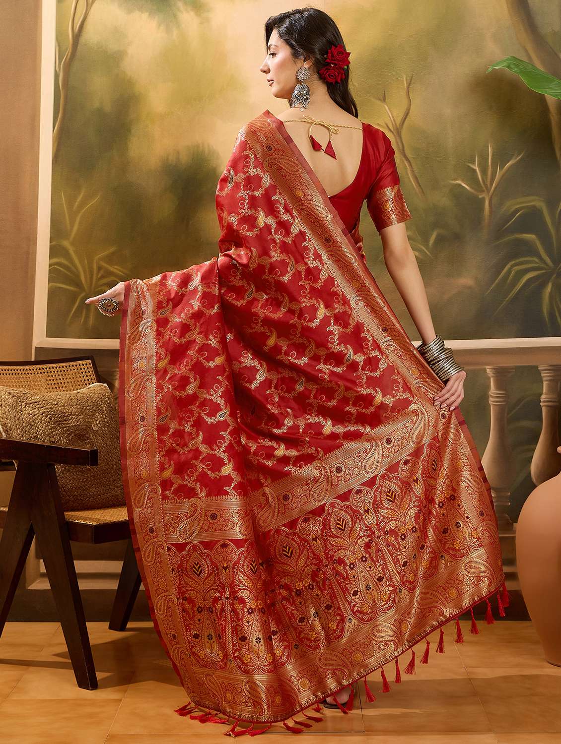women self design banarasi saree with blouse - 22610161 -  Standard Image - 3