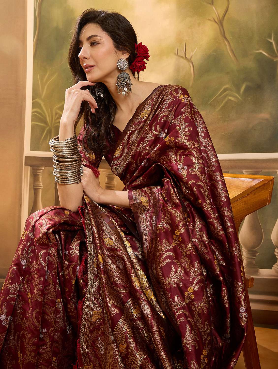 women self design banarasi saree with blouse - 22610162 -  Standard Image - 5