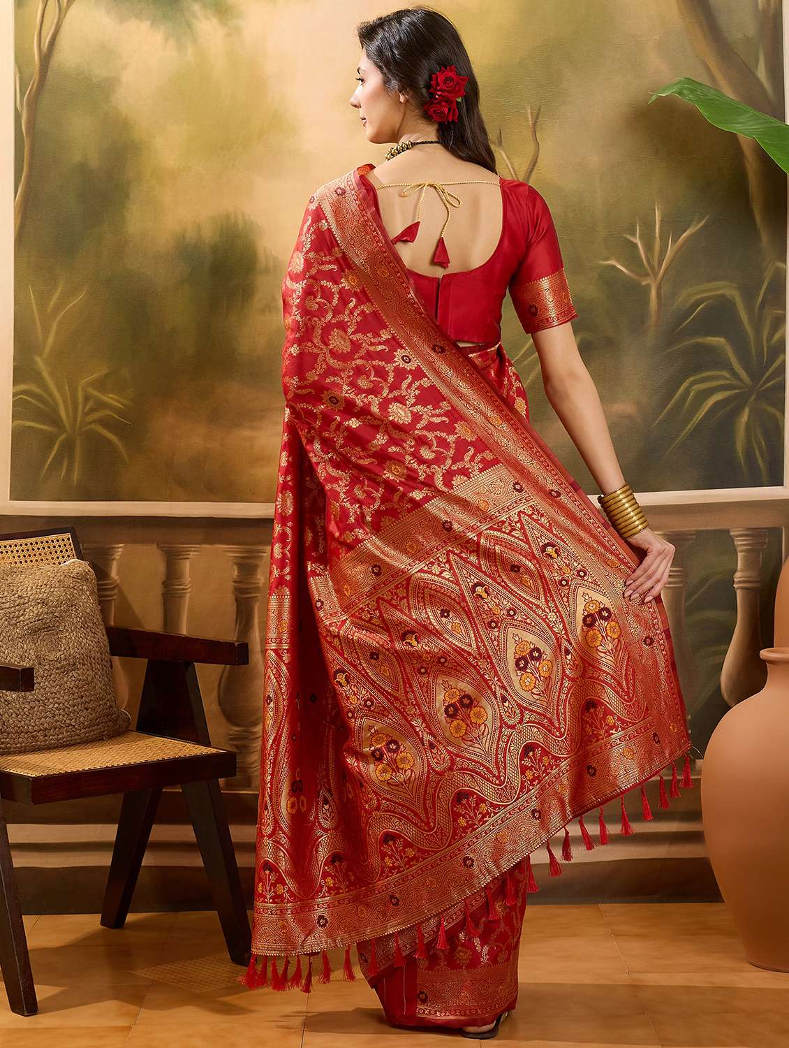 women self design banarasi saree with blouse - 22610167 -  Standard Image - 3