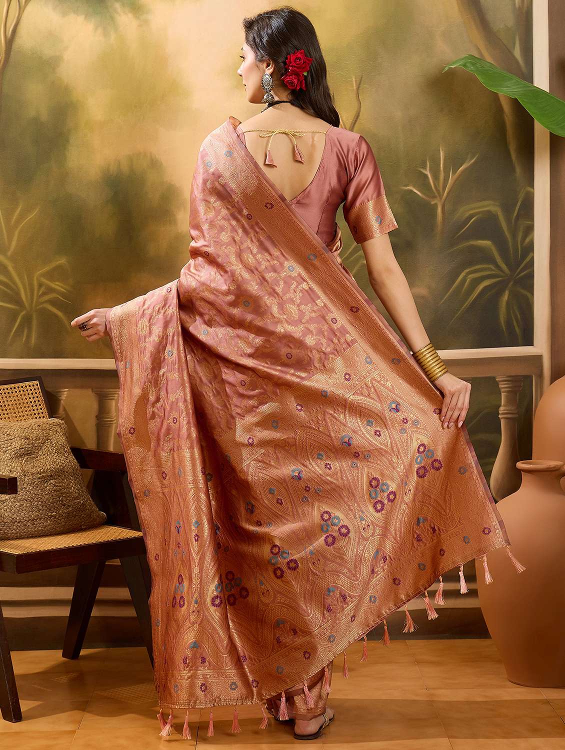 women self design banarasi saree with blouse - 22610170 -  Standard Image - 3