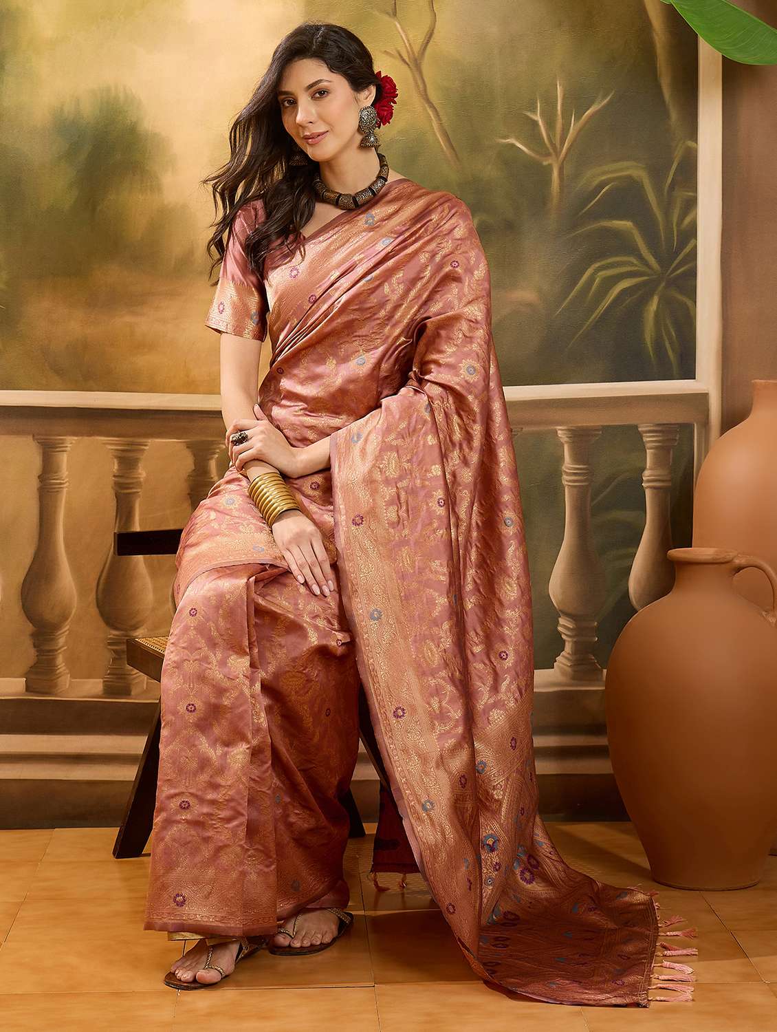 women self design banarasi saree with blouse - 22610170 -  Standard Image - 5