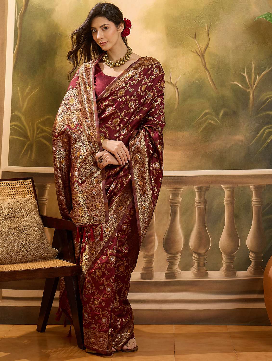 women self design banarasi saree with blouse - 22610178 -  Standard Image - 5