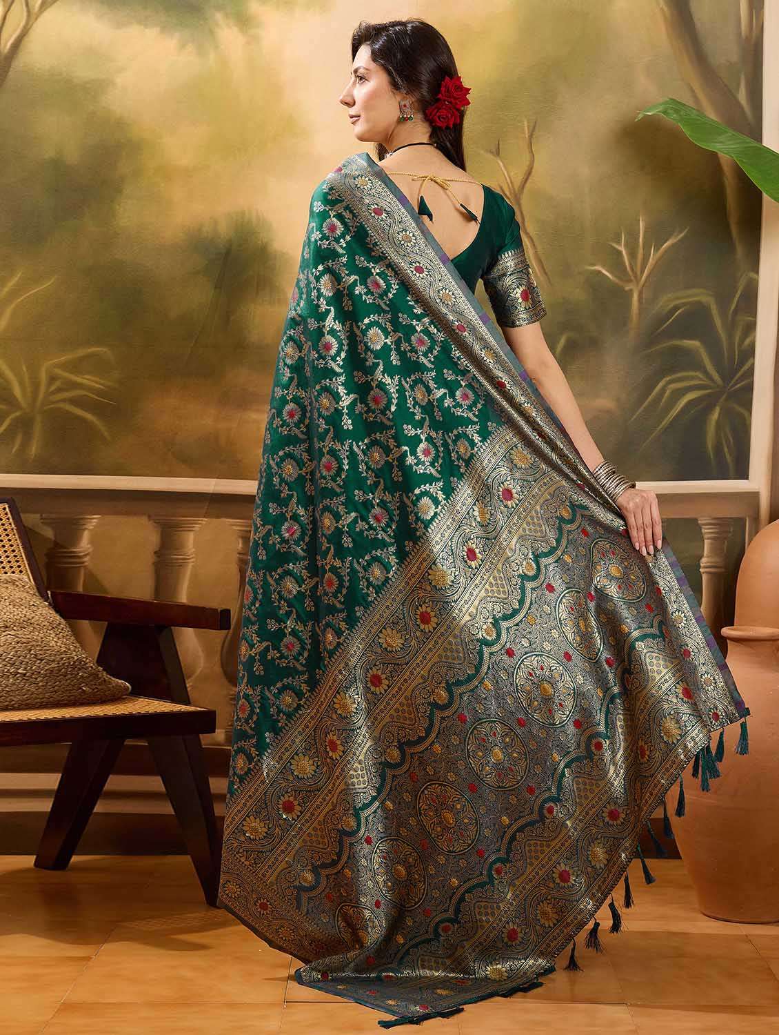 women self design banarasi saree with blouse - 22610180 -  Standard Image - 3
