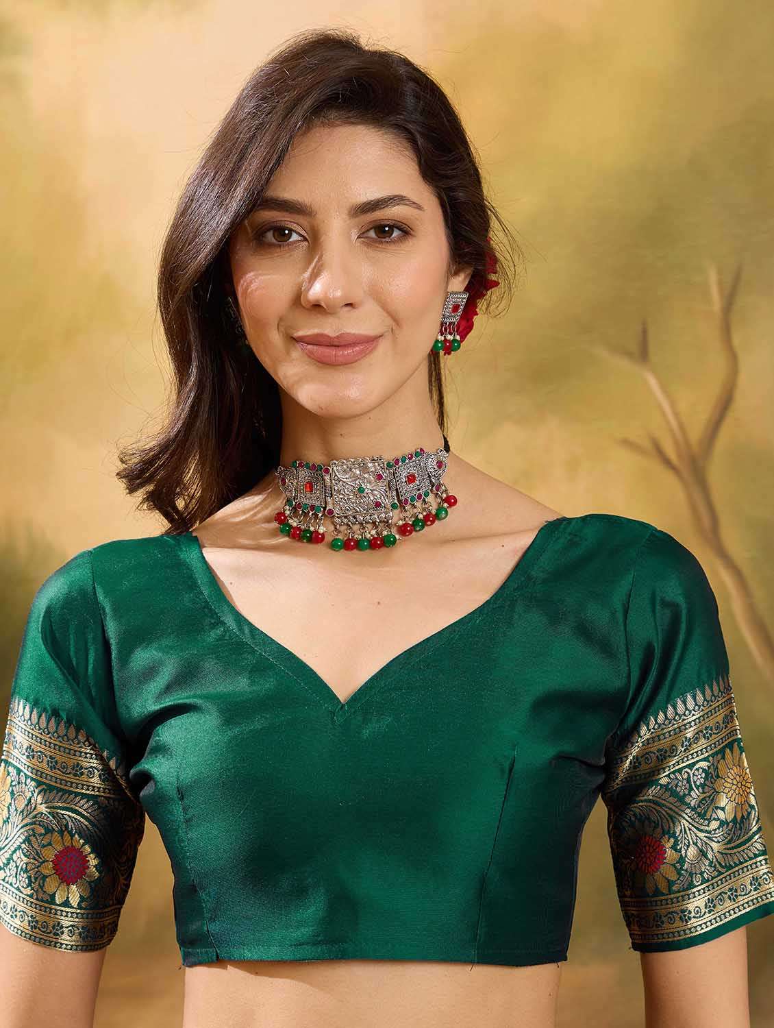 women self design banarasi saree with blouse - 22610180 -  Standard Image - 5