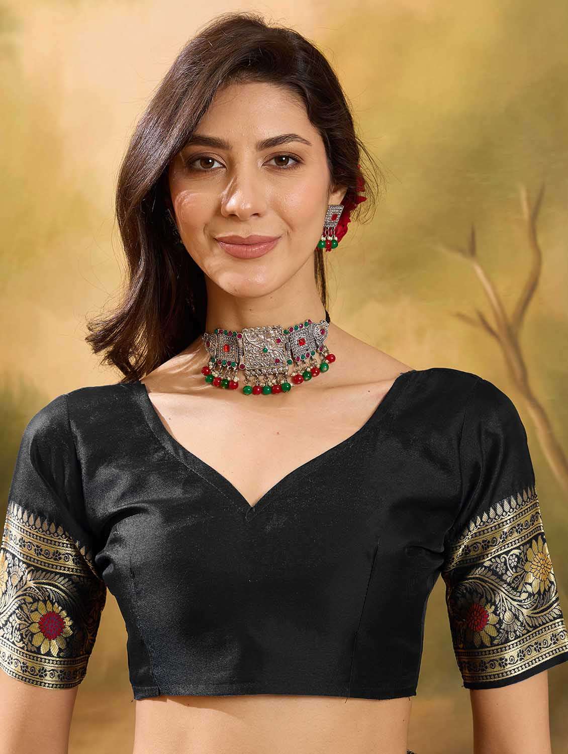women self design banarasi saree with blouse - 22610181 -  Standard Image - 5