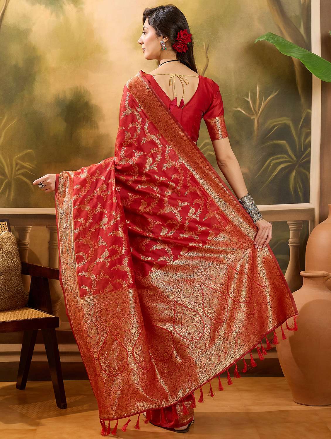 women self design banarasi saree with blouse - 22610198 -  Standard Image - 3