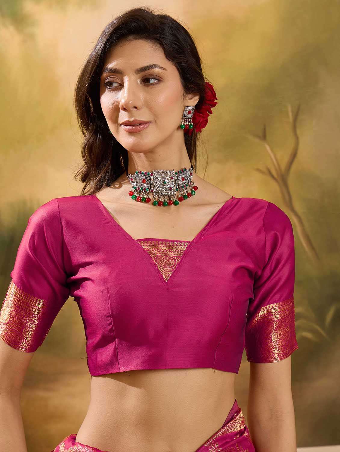 women self design banarasi saree with blouse - 22610199 -  Standard Image - 5