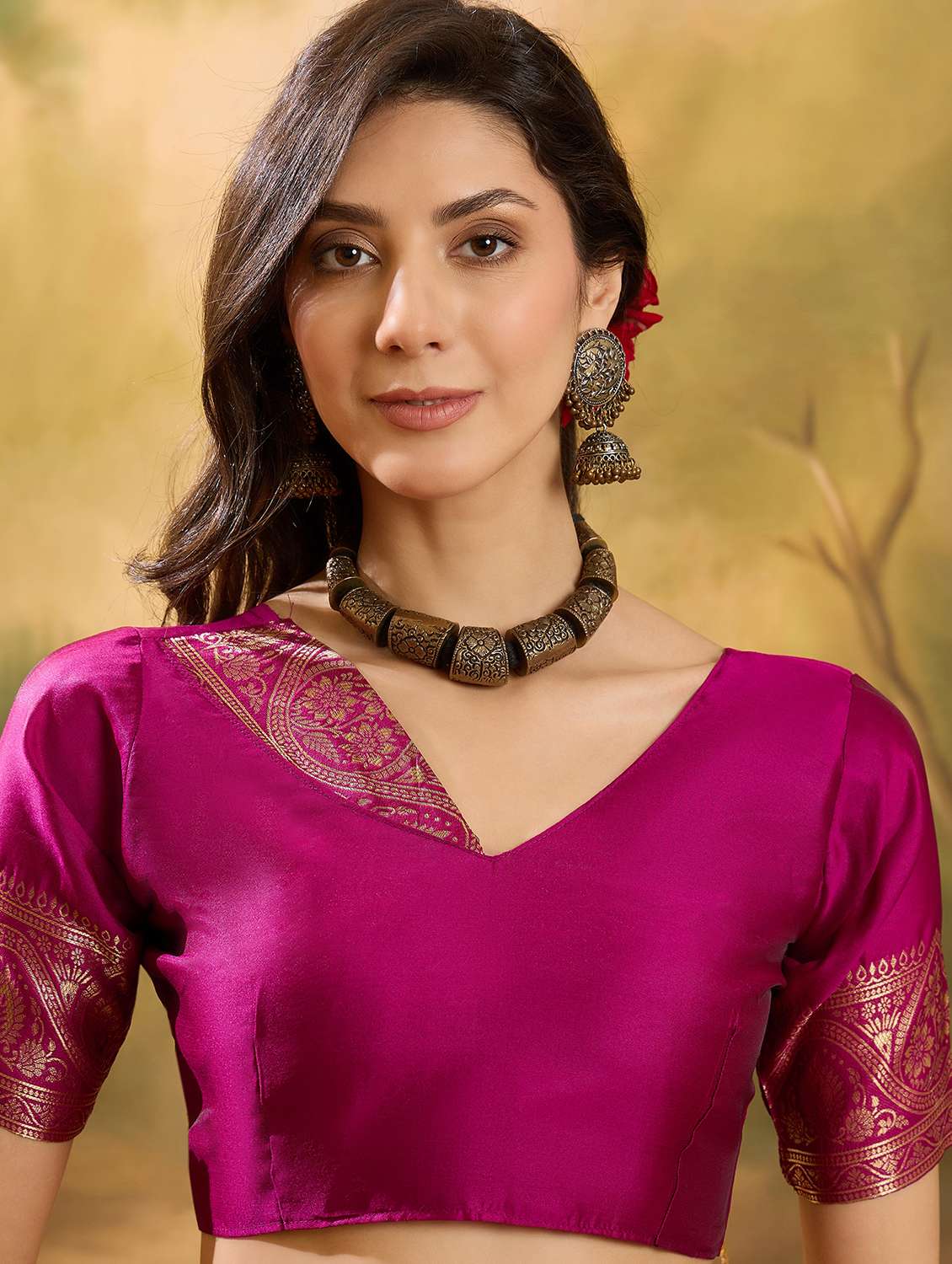women self design banarasi saree with blouse - 22610208 -  Standard Image - 5