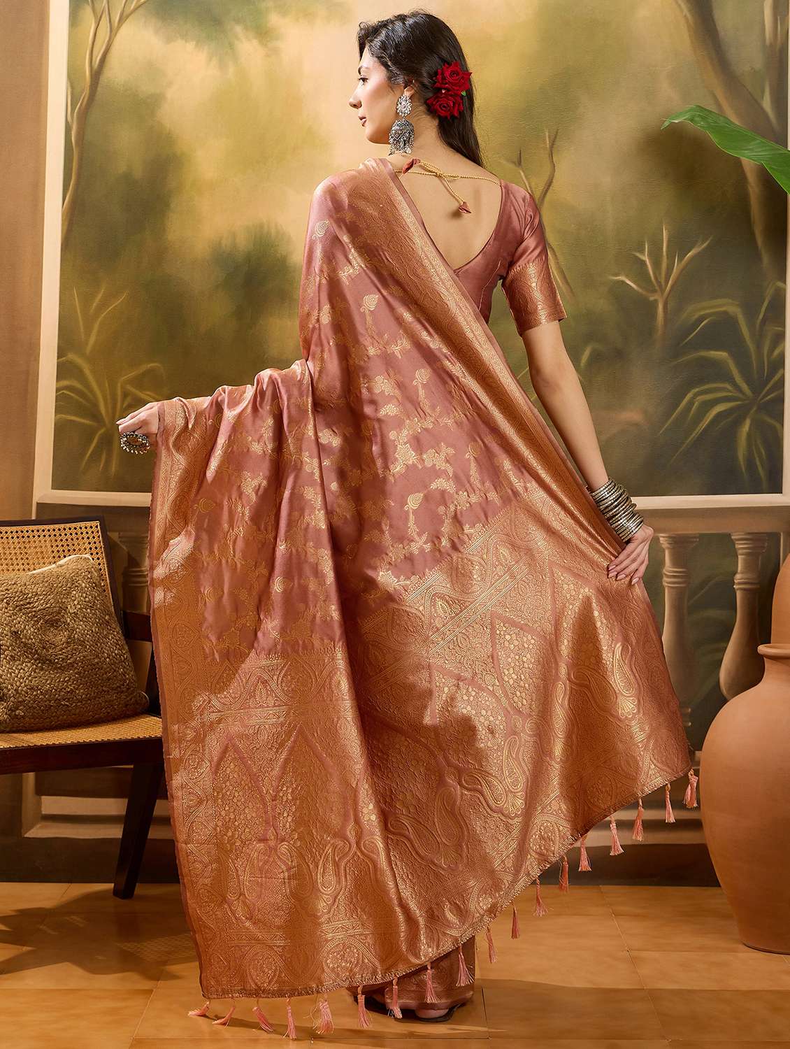 women self design banarasi saree with blouse - 22610212 -  Standard Image - 3