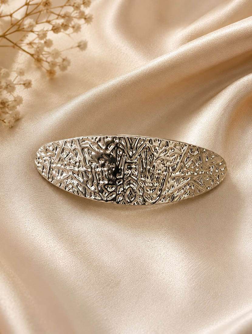 women premium gold textured metal hair clip
