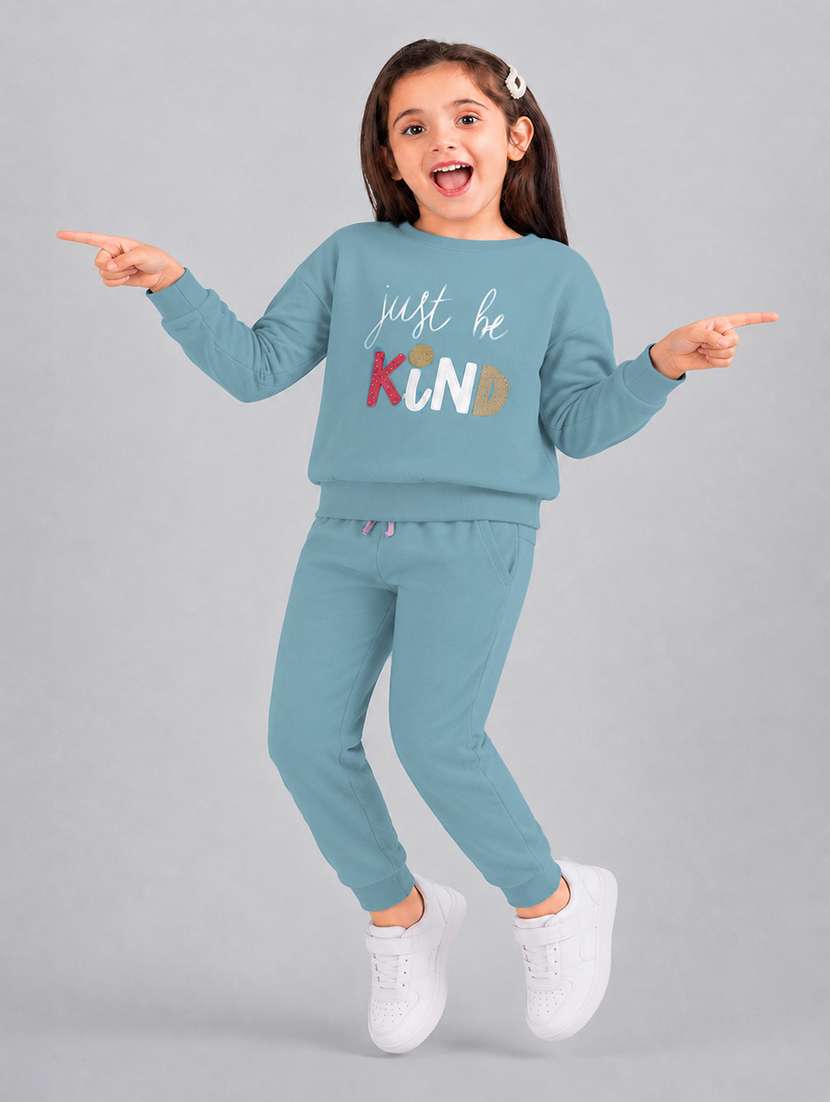 girls printed long sleeves full length set