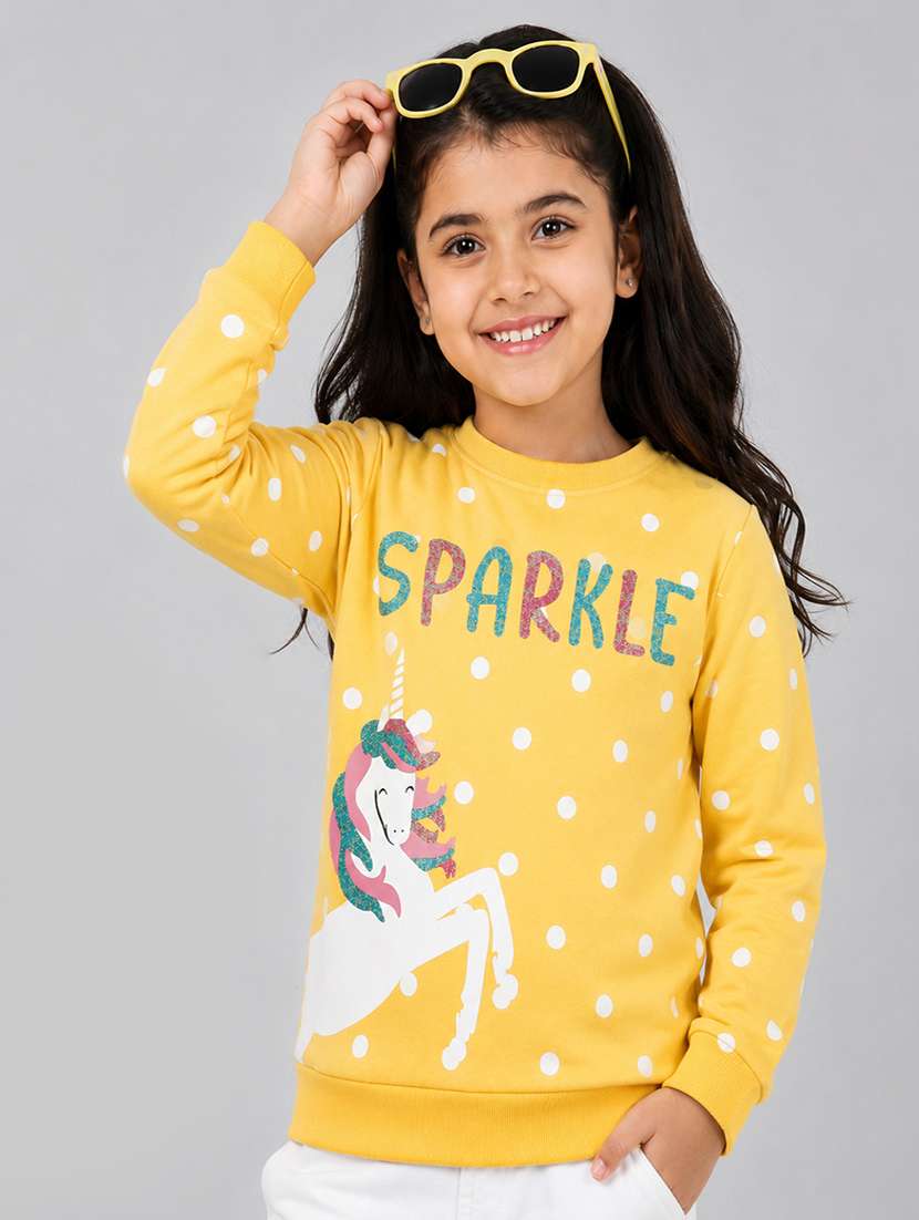 girls printed long sleeves regular fit sweatshirt