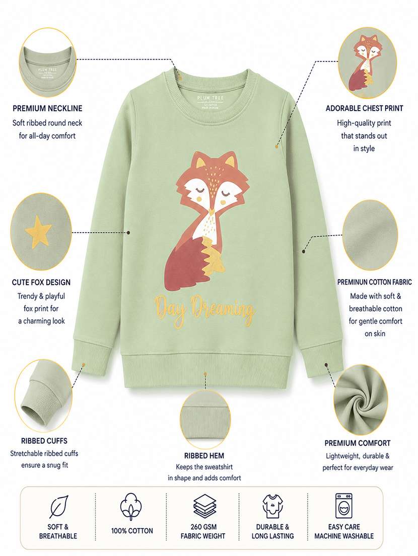 girls printed long sleeves regular fit sweatshirt - 22610552 -  Standard Image - 3