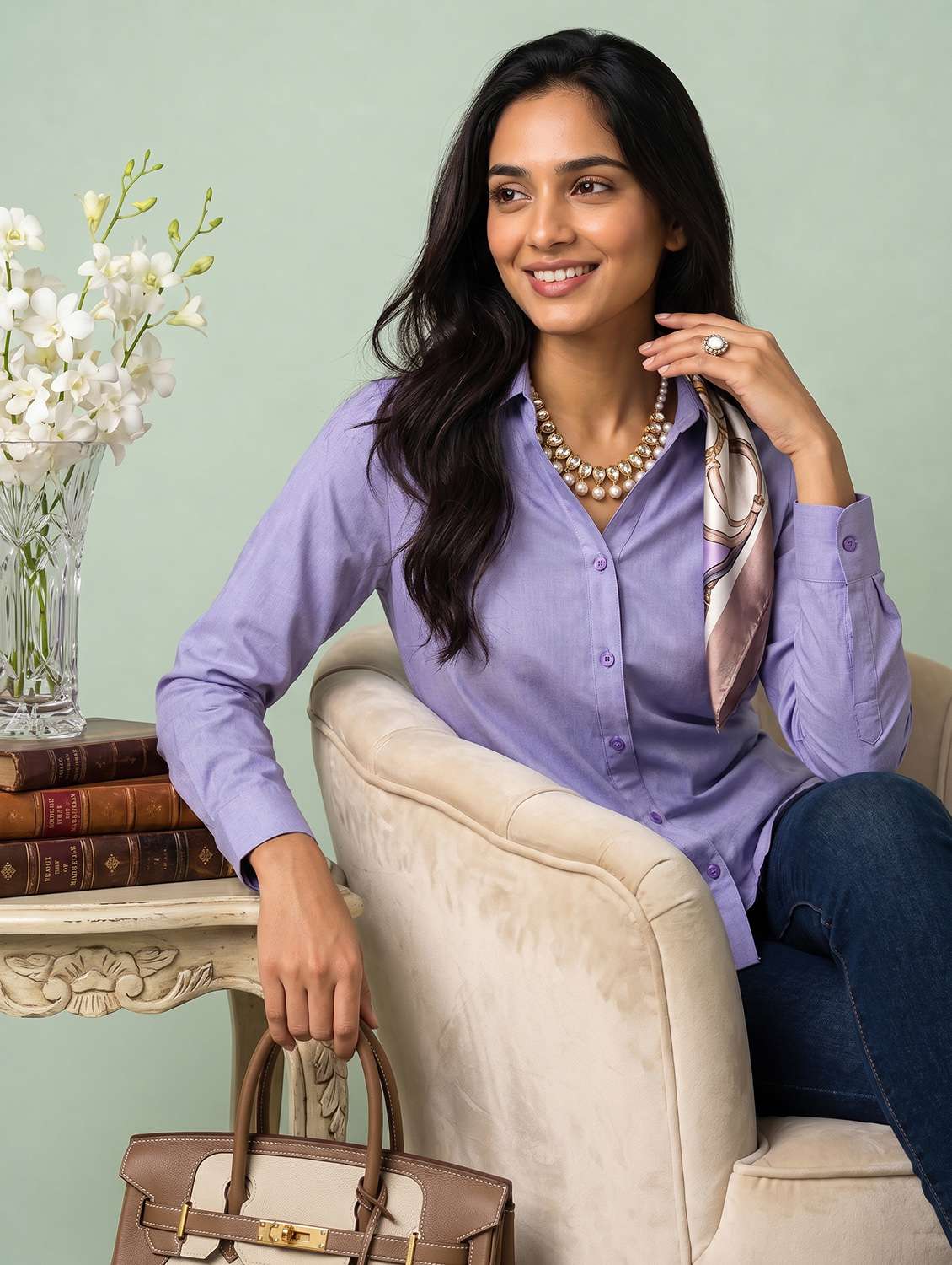 women solid long sleeves regular shirt