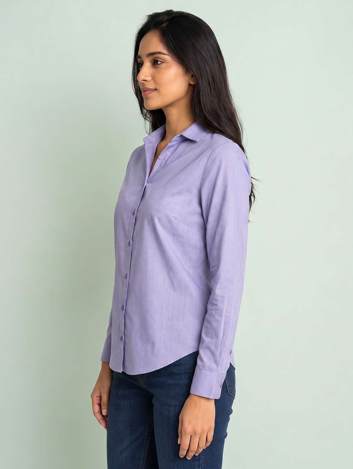 women solid long sleeves regular shirt - 22610649 -  Standard Image - 3