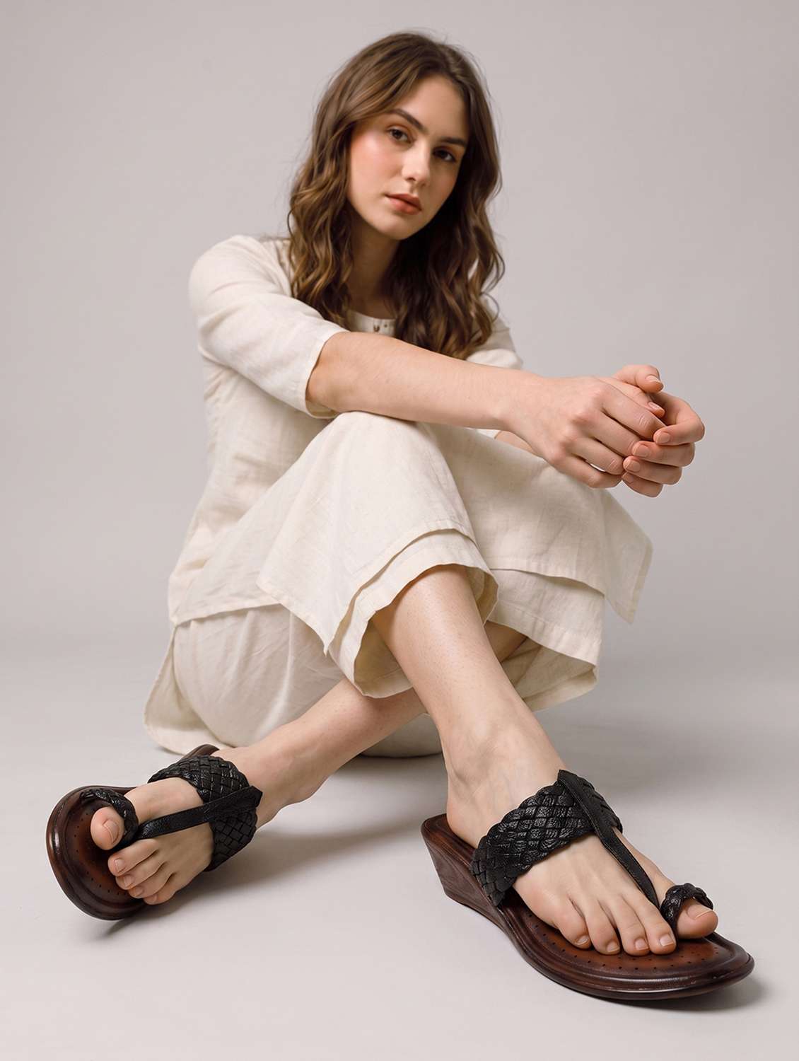 Women Textured One Toe Wedges - 22610664 -  Standard Image - 3