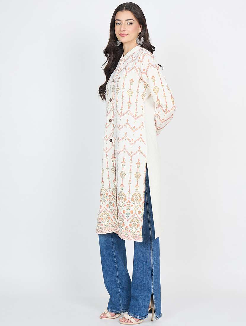 Women Printed Long Sleeves Straight Kurta - 22610683 -  Standard Image - 3