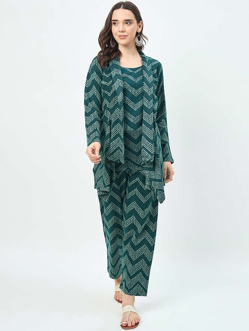 women self design long sleeves ethnic co-ord set