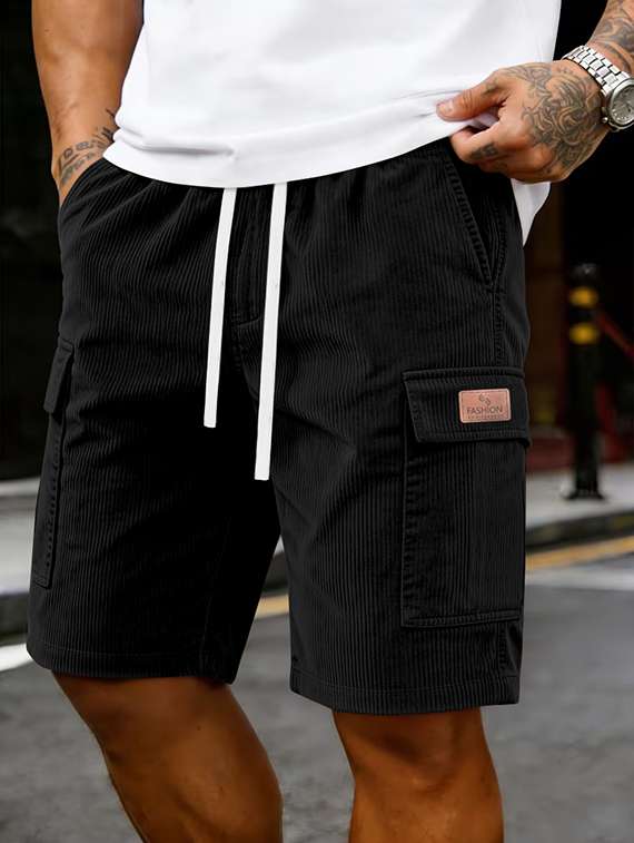 men textured mid rise regular fit cargo shorts