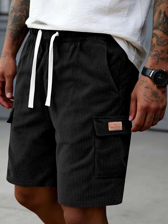 men textured mid rise regular fit cargo shorts - 22610725 -  Standard Image - 3