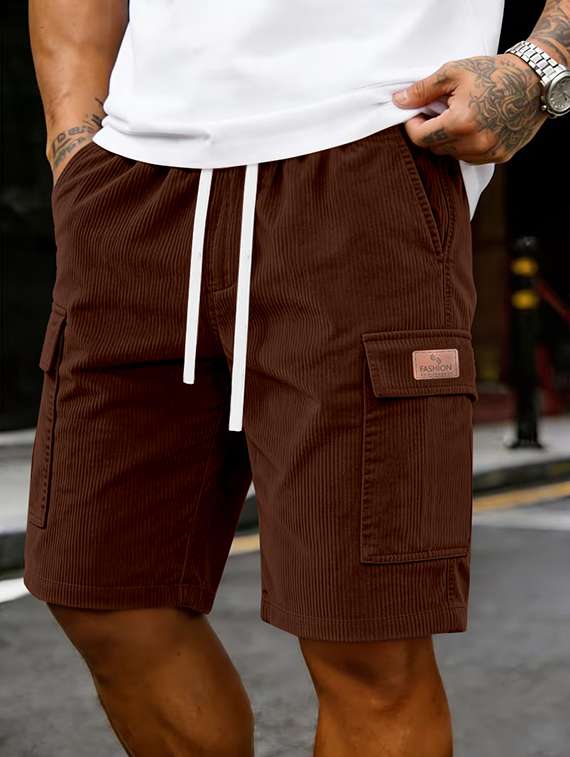men textured mid rise regular fit cargo shorts