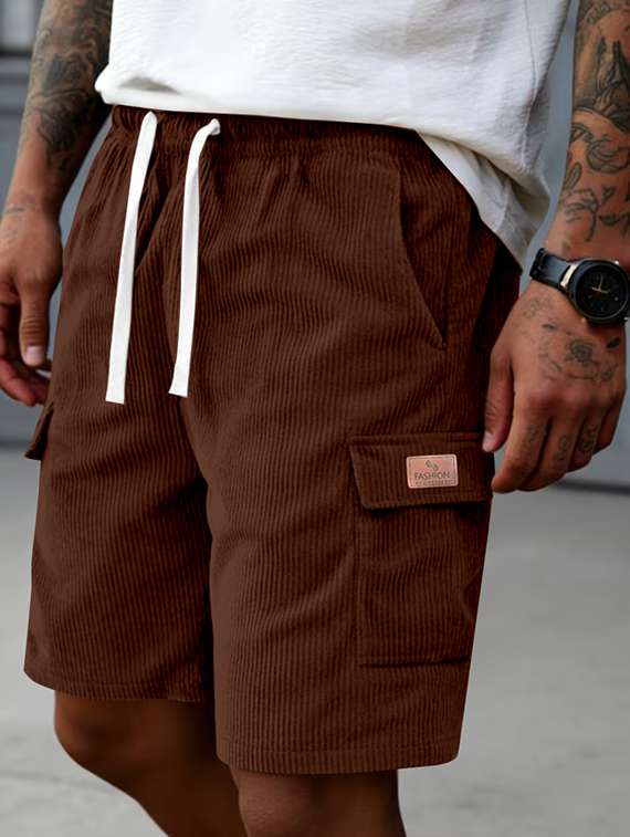 Men Textured Mid Rise Regular Fit Cargo Shorts - 22610726 -  Standard Image - 3