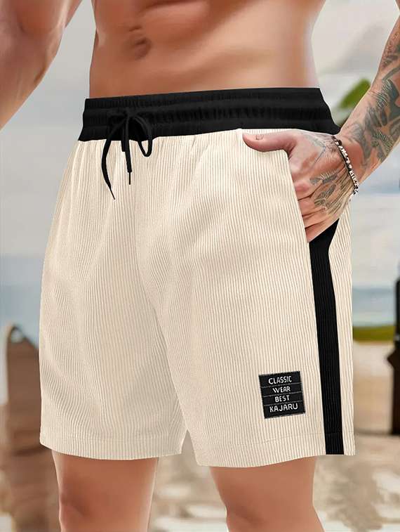 men color block mid rise regular fit sport shorts