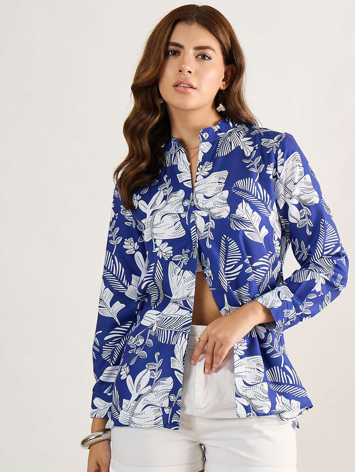 women printed long sleeves regular shirt