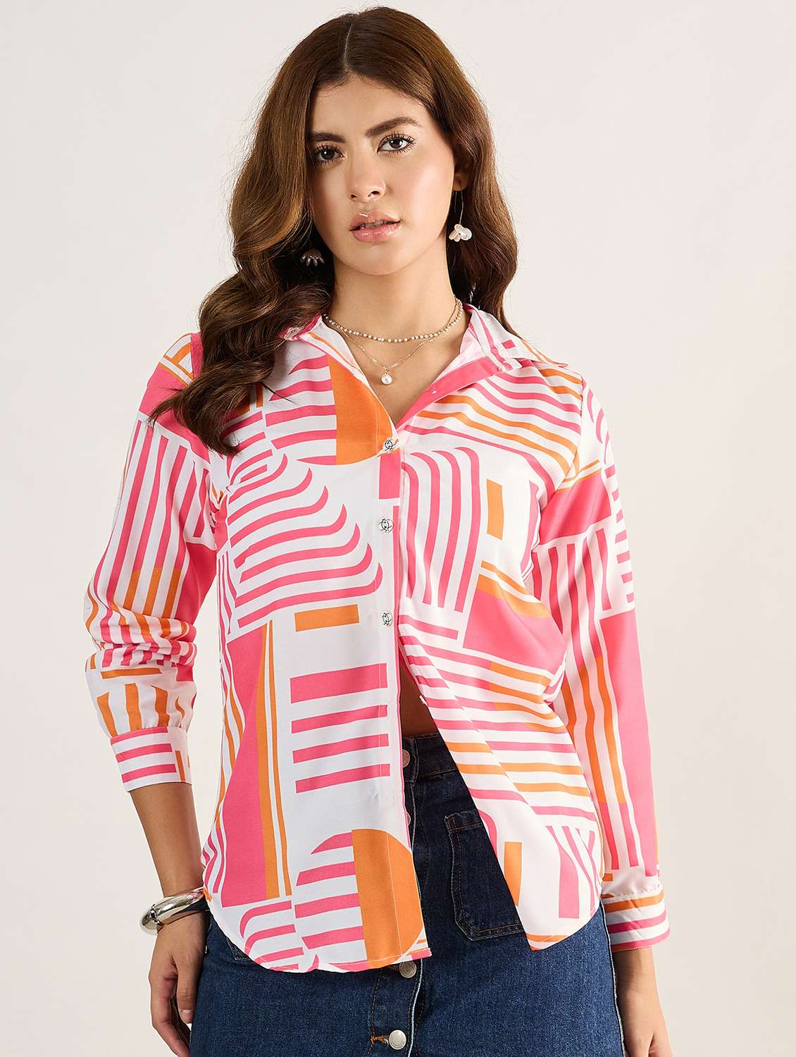 women printed long sleeves regular shirt