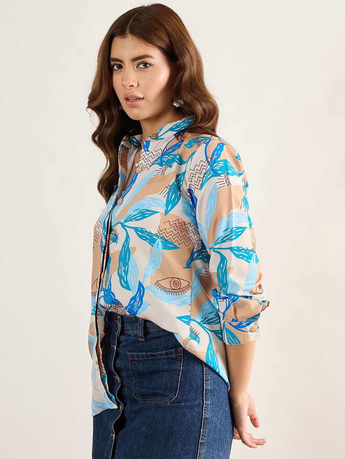 women printed long sleeves regular shirt - 22610806 -  Standard Image - 3