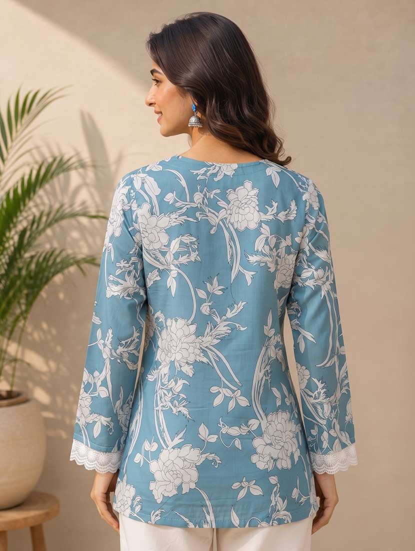 Women Printed Long Sleeves Straight Kurti - 22610815 -  Standard Image - 3
