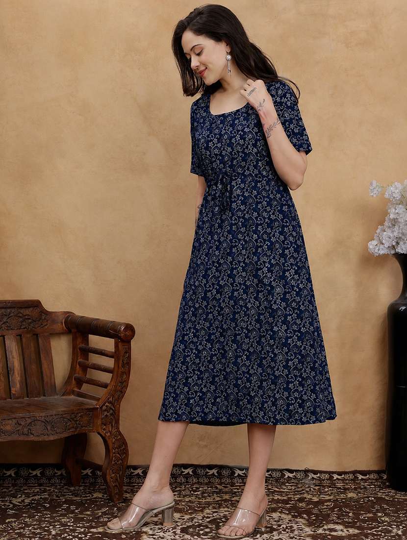 Women Printed Short Sleeves A-line Dress - 22610823 -  Standard Image - 5