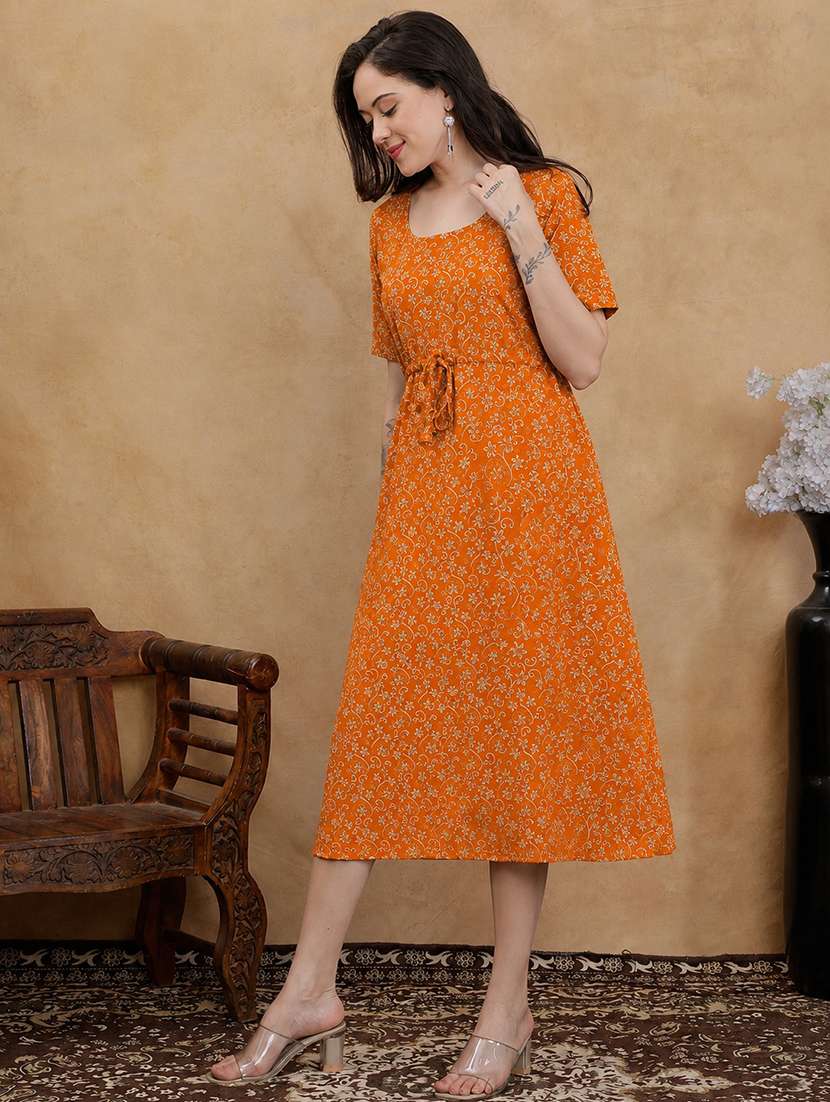 Women Printed Short Sleeves A-line Dress - 22610830 -  Standard Image - 5