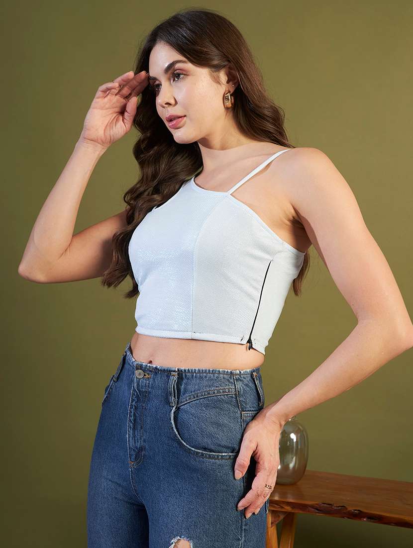Women Self Design Sleeveless Crop Top - 22610844 -  Standard Image - 3