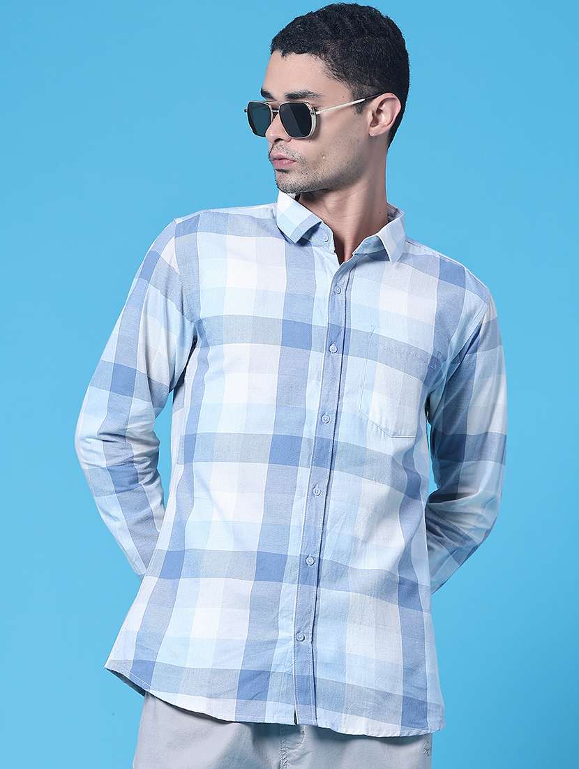men checkered long sleeve regular fit casual shirt