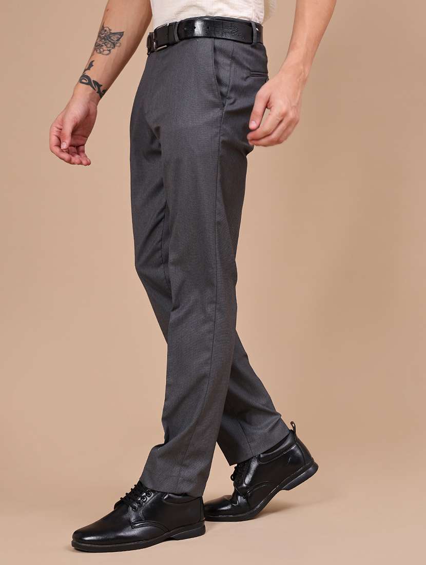 Men Solid Mid Rise Flat Front Formal Trouser - 22613698 -  Standard Image - 3