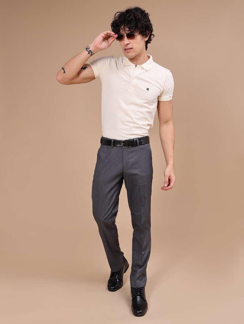 Men Solid Mid Rise Flat Front Formal Trouser - 22613698 -  Standard Image - 5