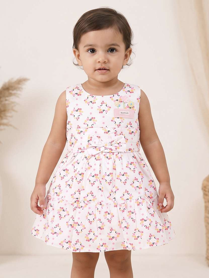 girls printed round neck frock