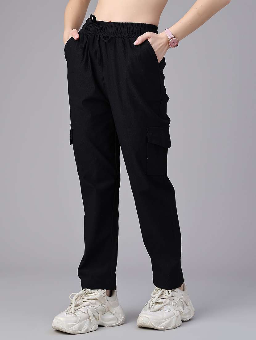 Women Solid High Rise Regular Fit Cargo - 22614246 -  Standard Image - 3
