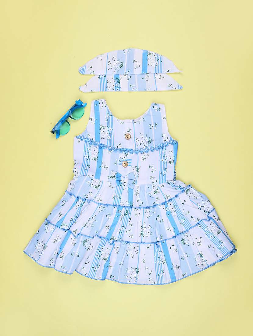 girls printed round neck frock
