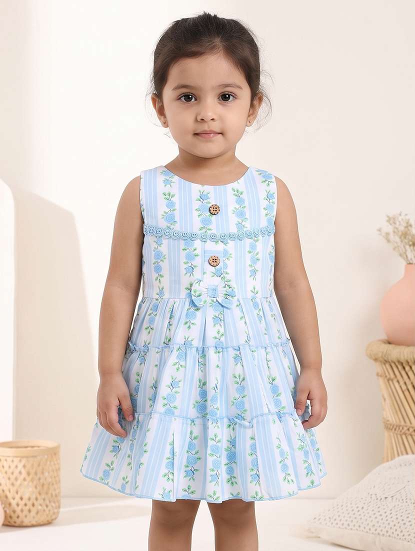 girls printed round neck frock
